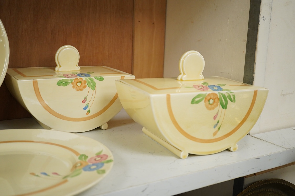 A Clarice Cliff style Newport pottery Biarritz shape part dinner service